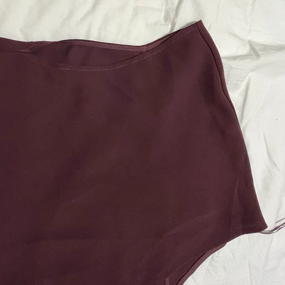 UNIQLO SHORT DOLMAN SLEEVE V NECK CRISS CROSS BACK TOP WOMEN BURGUNDY SIZE XS - Picture 10 of 10